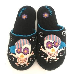 Nick & Nora Sugar Skull Pirate Slippers
